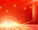 红色舞台梦幻灯光背景