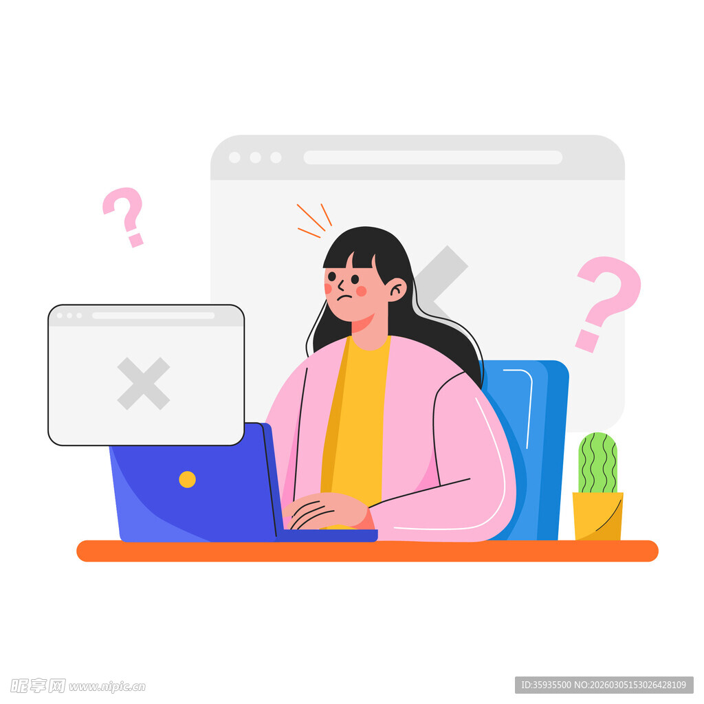 女子遇电脑问题显困惑