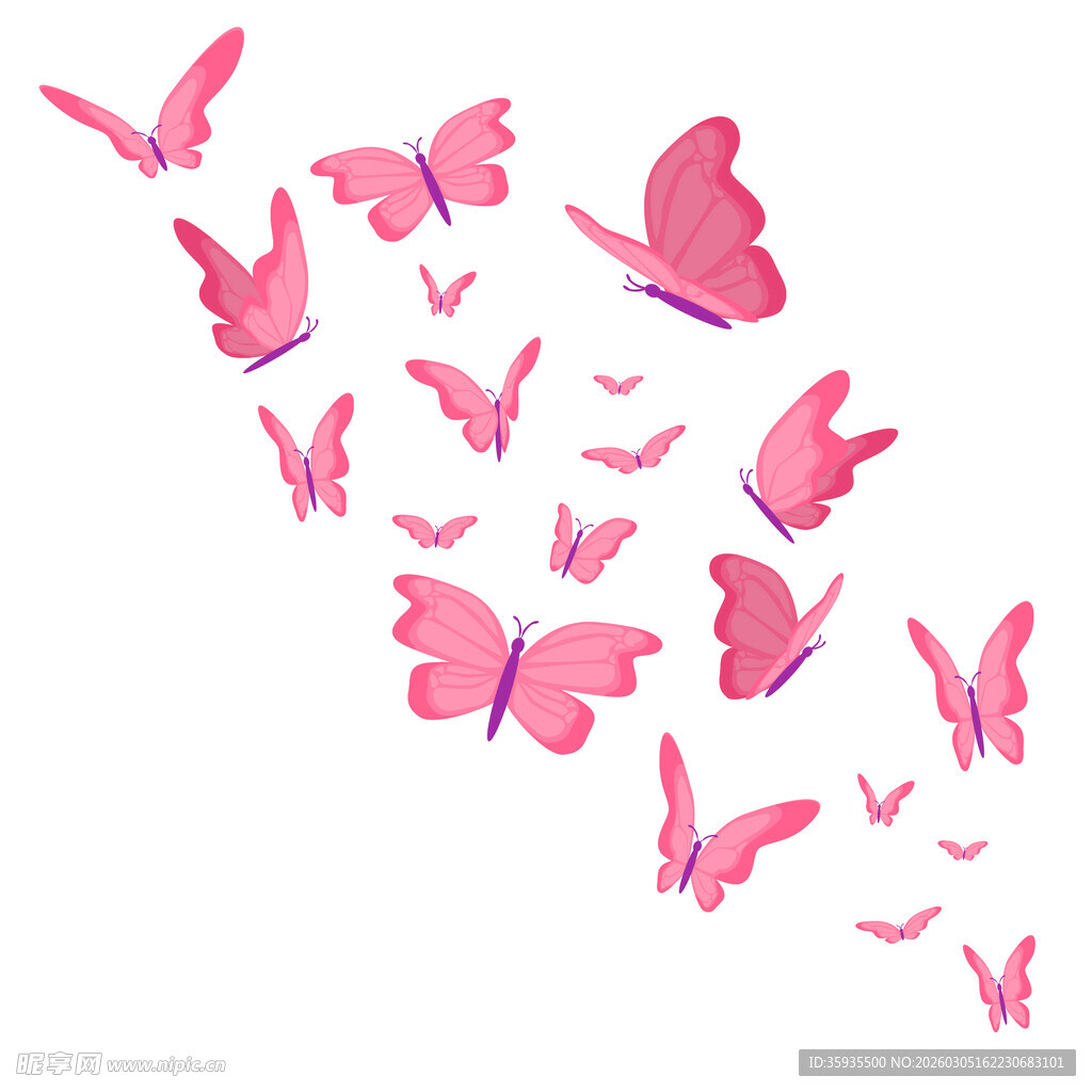 粉色蝴蝶飞舞图