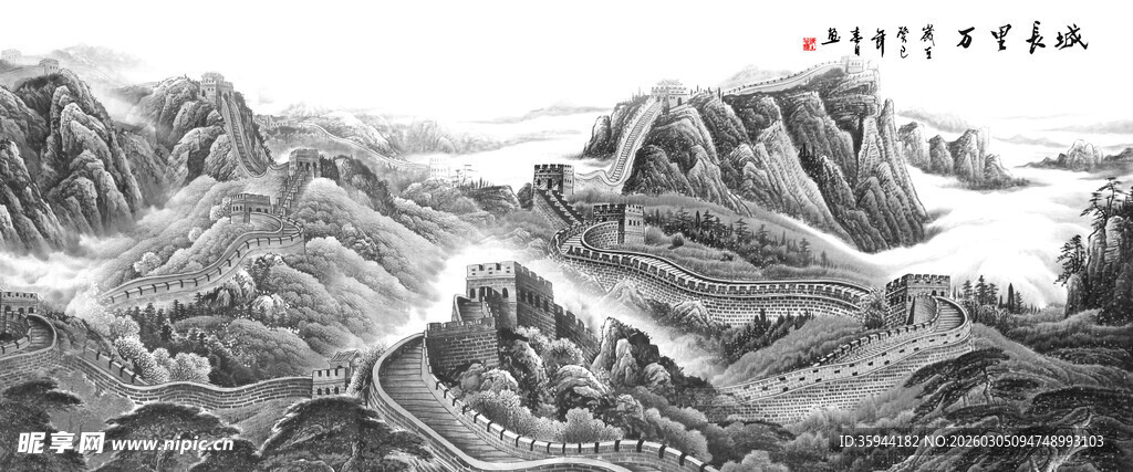 新中式黑白水墨画