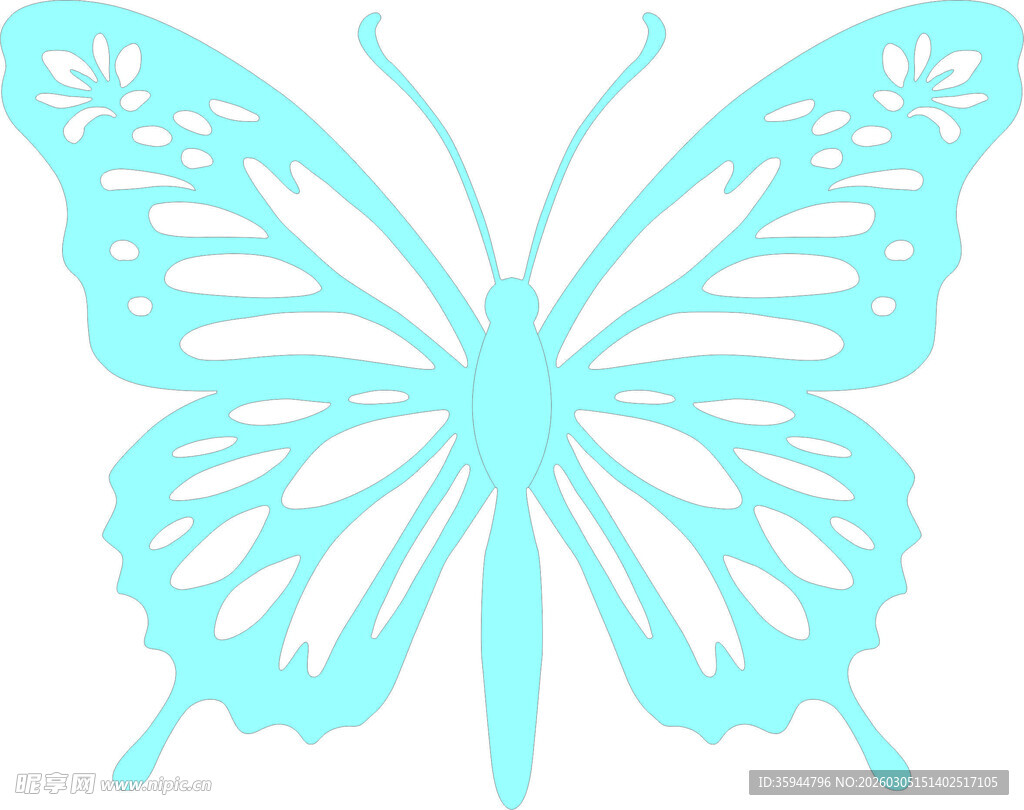 浅蓝色镂空蝴蝶图案