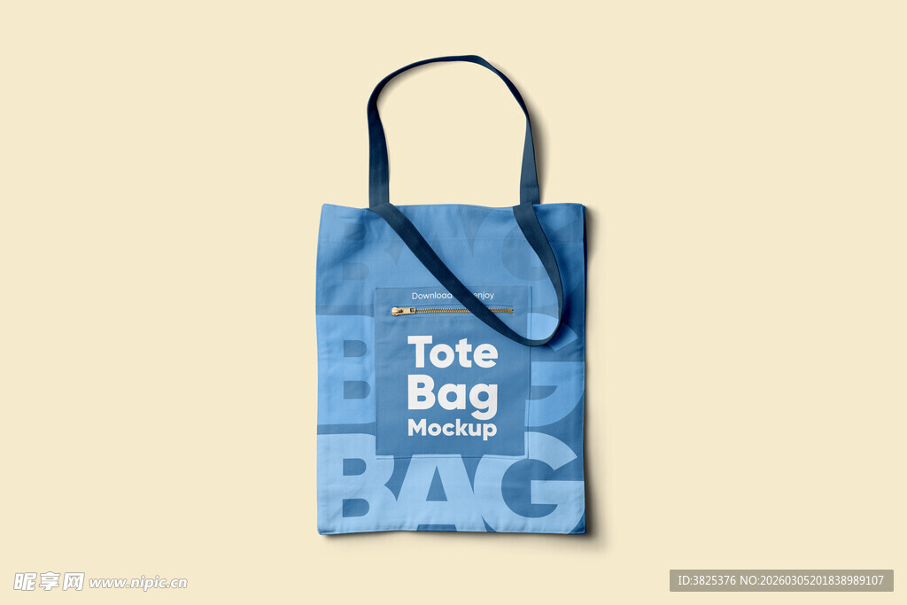 蓝色帆布手提袋展示样机