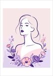 38妇女花卉环绕的优雅女性头像