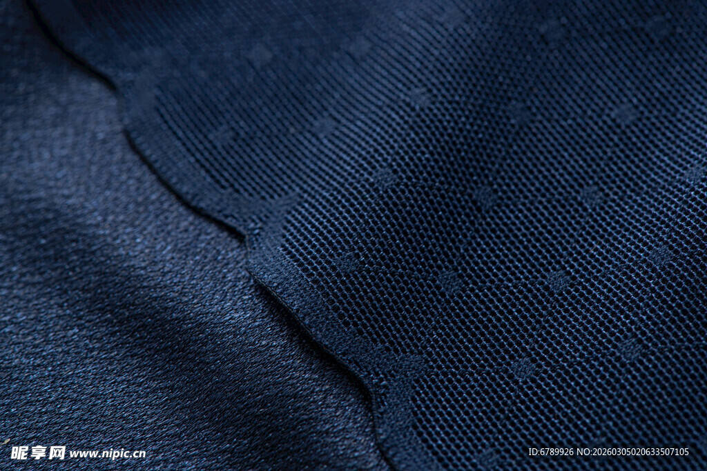 深蓝色织物纹理特写