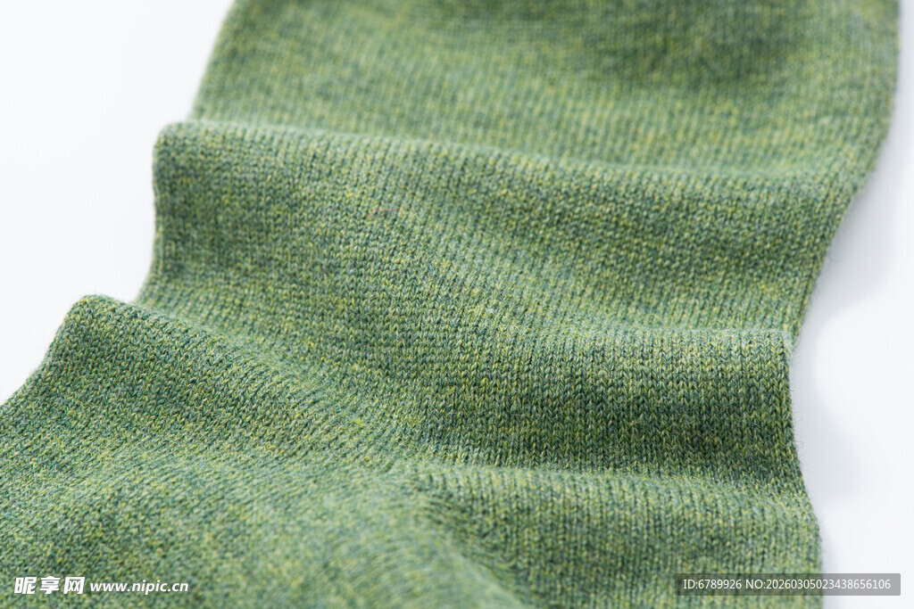 绿色针织棉袜特写