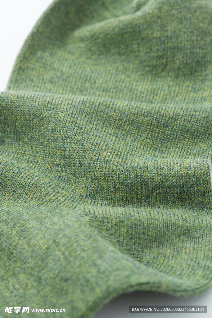 绿色针织棉袜特写