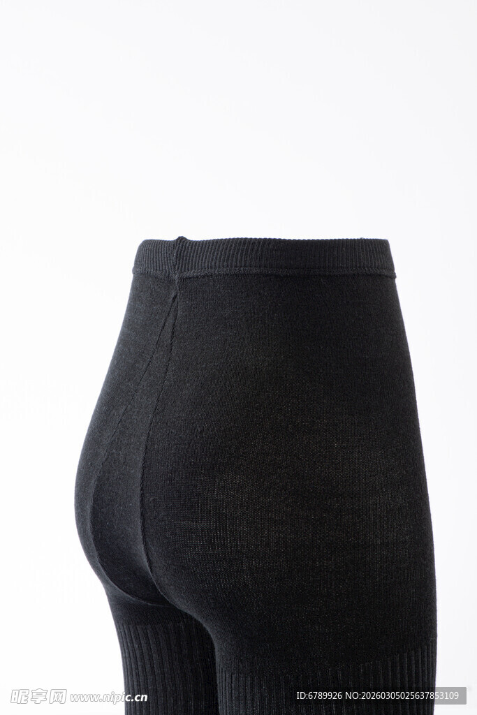 黑色高腰紧身裤袜背影
