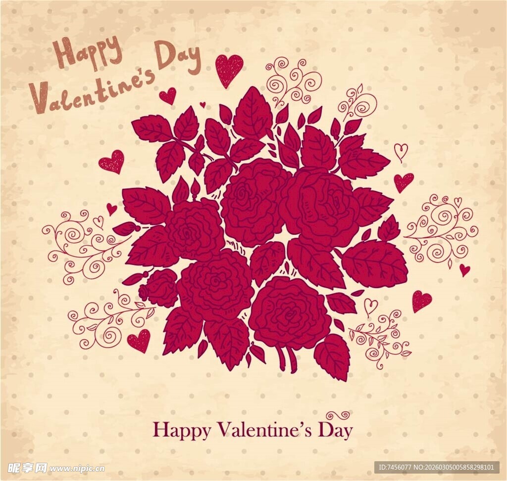 情人节浪漫花卉图案