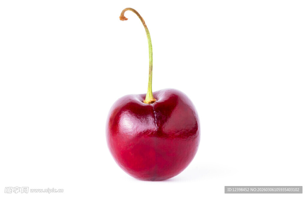 鲜红饱满的单颗樱桃