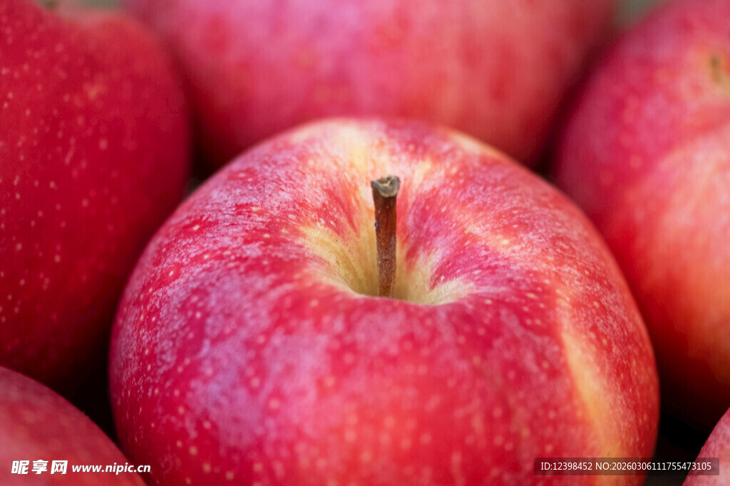 新鲜红苹果特写