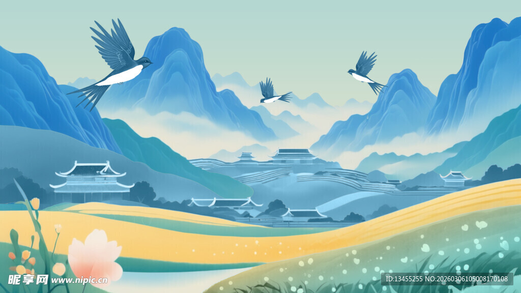 田园山水间的诗意风光