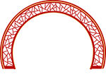 红色镂空拱形装饰图案