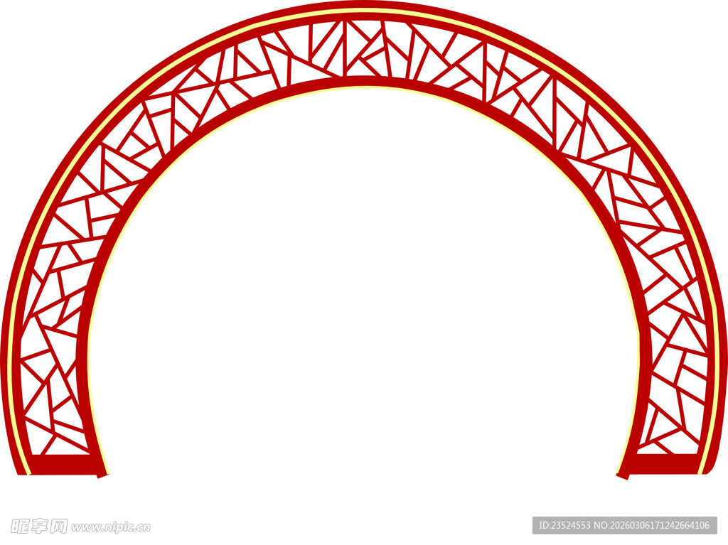 红色镂空拱形装饰图案