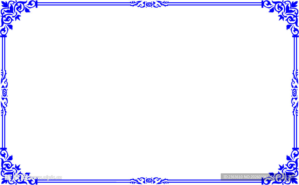 蓝色花纹边框装饰图案