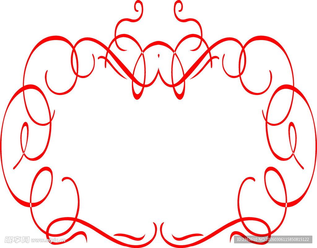 红色手绘花纹边框图案