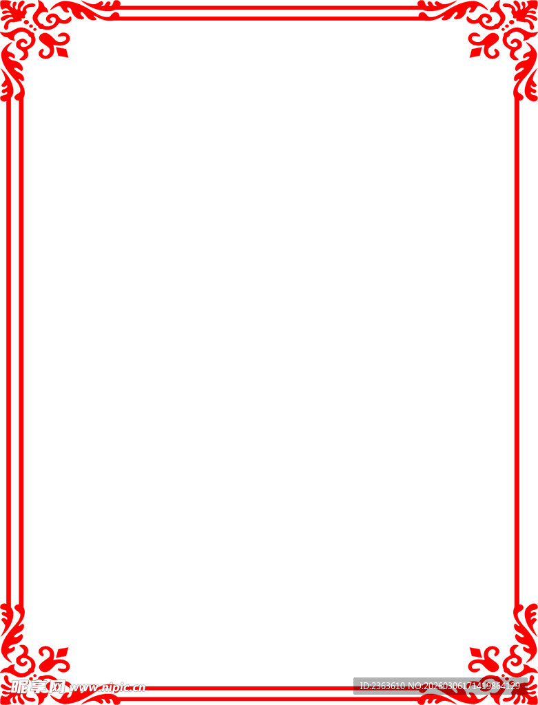 红色花纹边框装饰图案