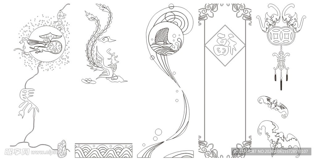 复古花卉边框装饰图案