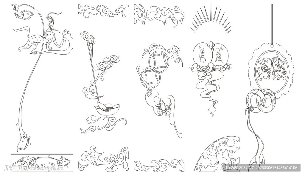 线稿设计素材 移门图案 线条