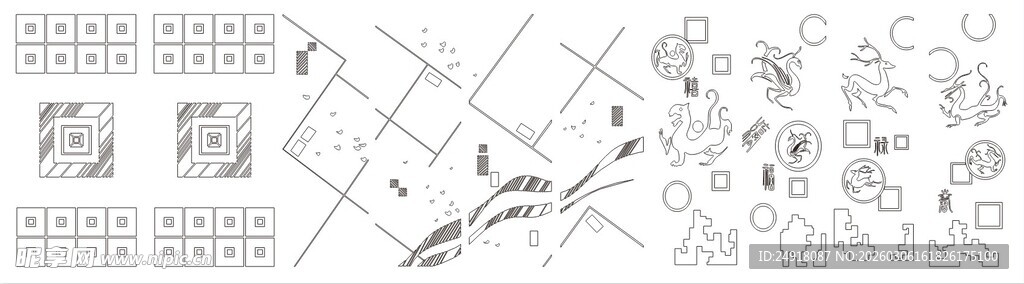 手绘线条图案设计素材