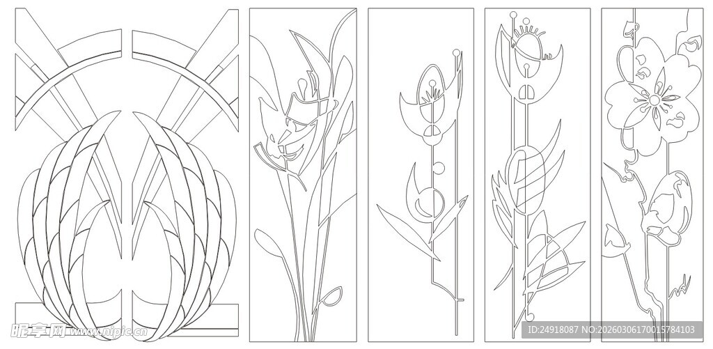 花卉轮廓线稿图案设计