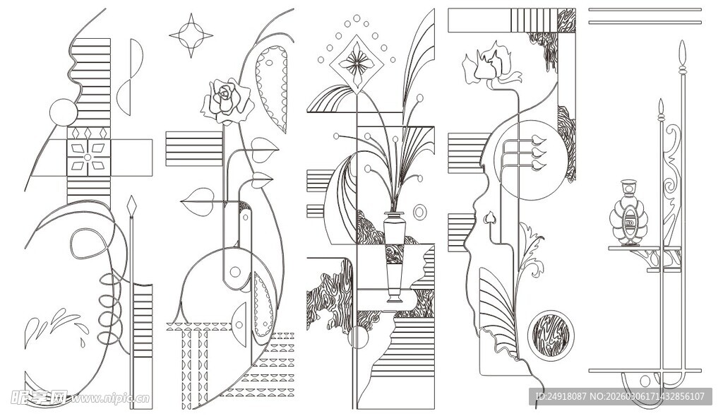 移门图案 线条背景 装饰线条