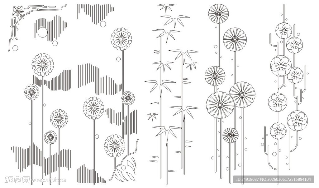 简约植物花卉矢量图案