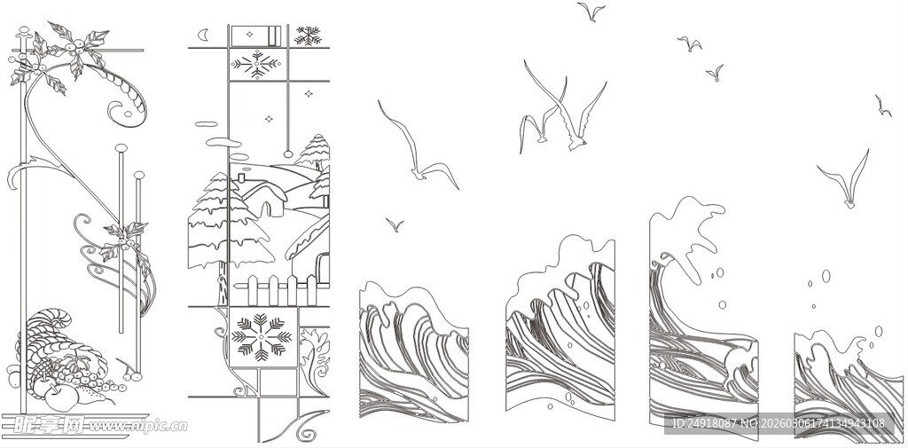 海浪装饰图案设计稿