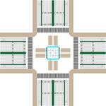 标准多车道十字路口模型平面示意