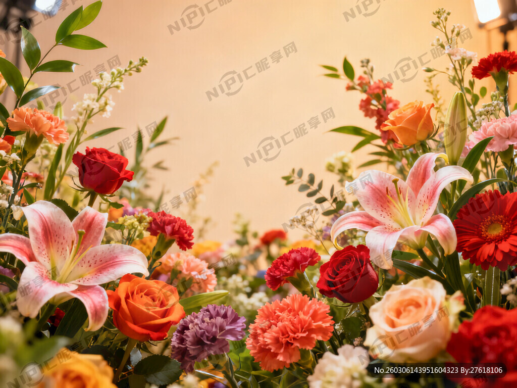 有花 靓丽的直播背景图