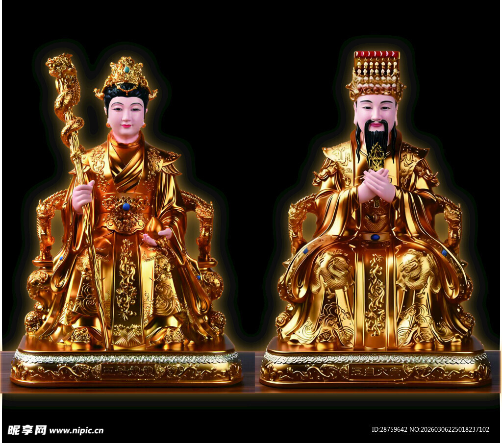 金色神像一对
