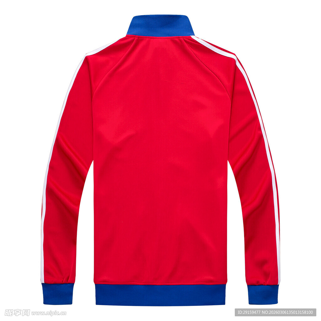 红色运动夹克背面展示