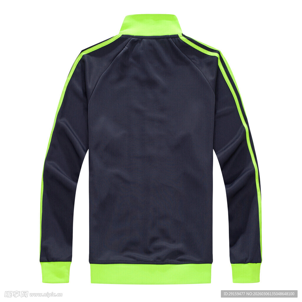 藏青绿边运动外套背面