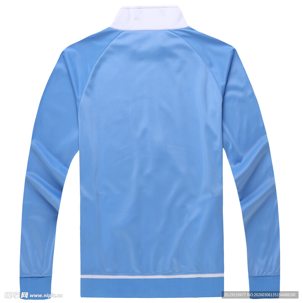 蓝色长袖运动上衣背面