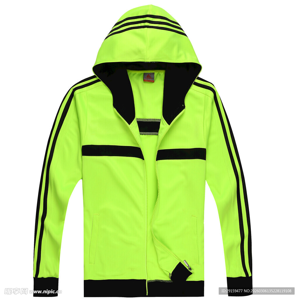 荧光绿连帽运动外套