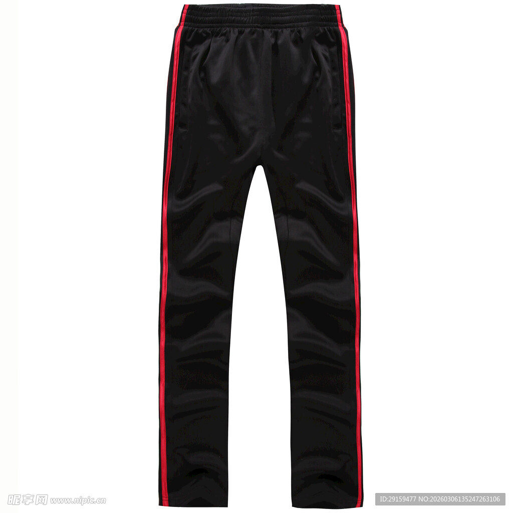 黑色侧边条纹运动长裤