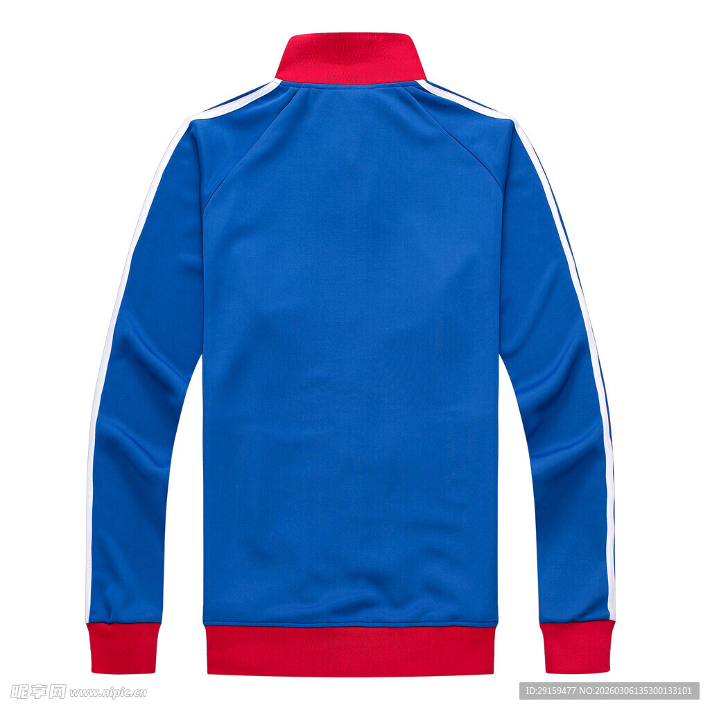 蓝色红边运动外套背面