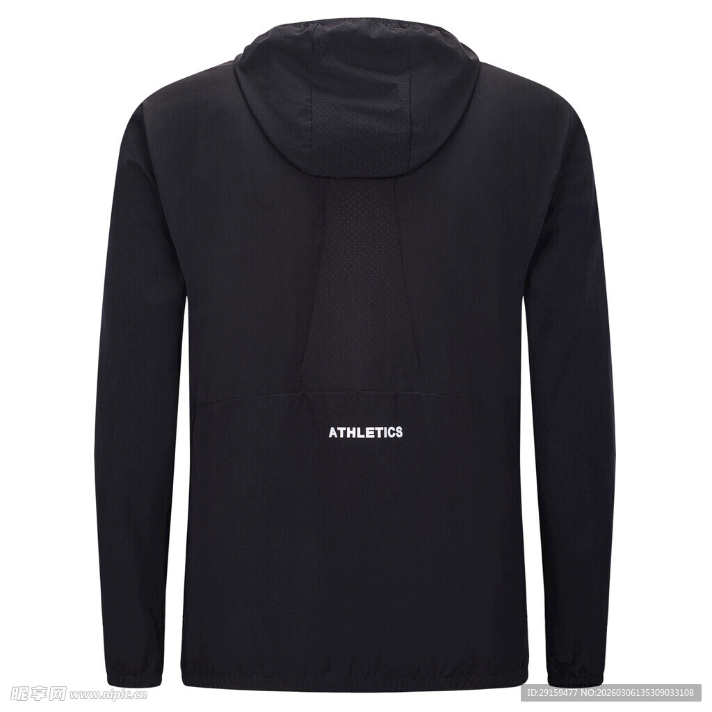 黑色连帽长袖卫衣背影