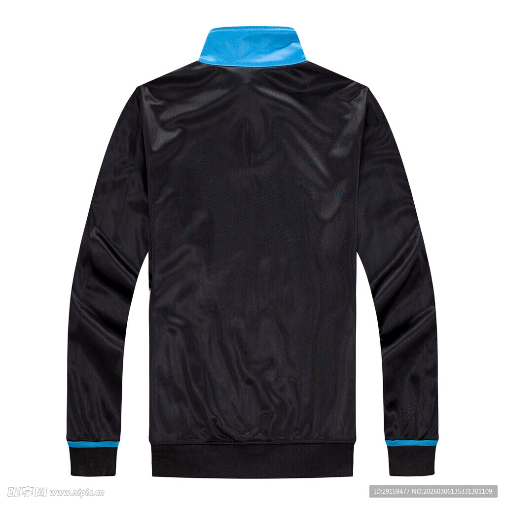 黑色带蓝边运动上衣背面