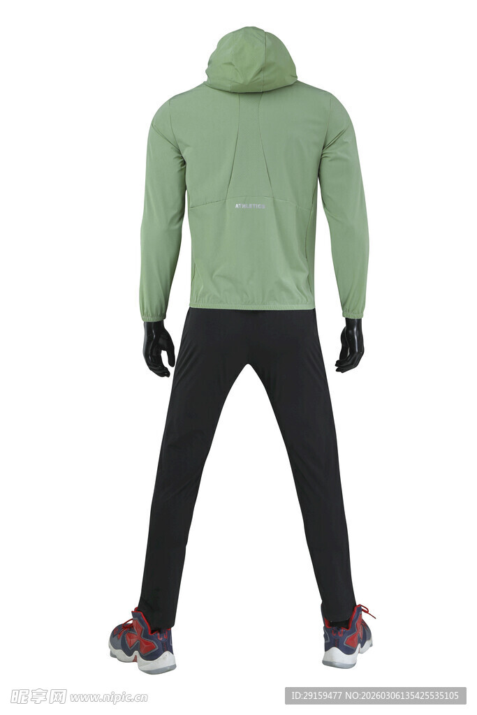 绿色连帽衫运动者背影