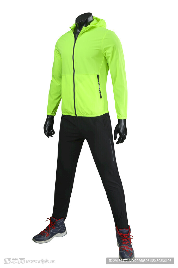 荧光绿运动套装展示