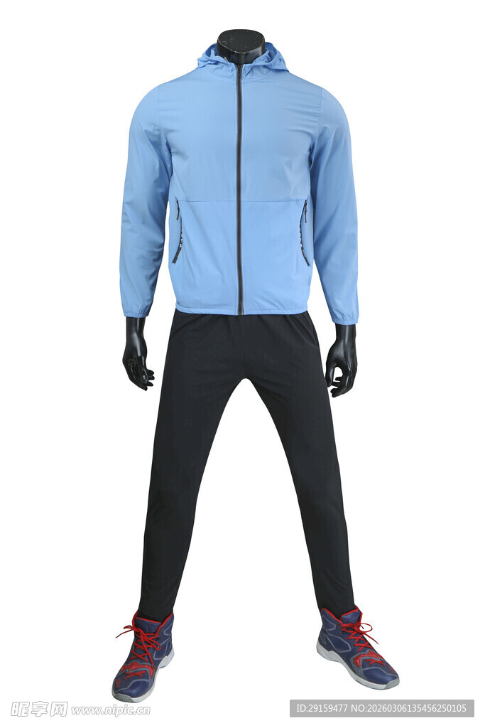 男士蓝色运动套装展示