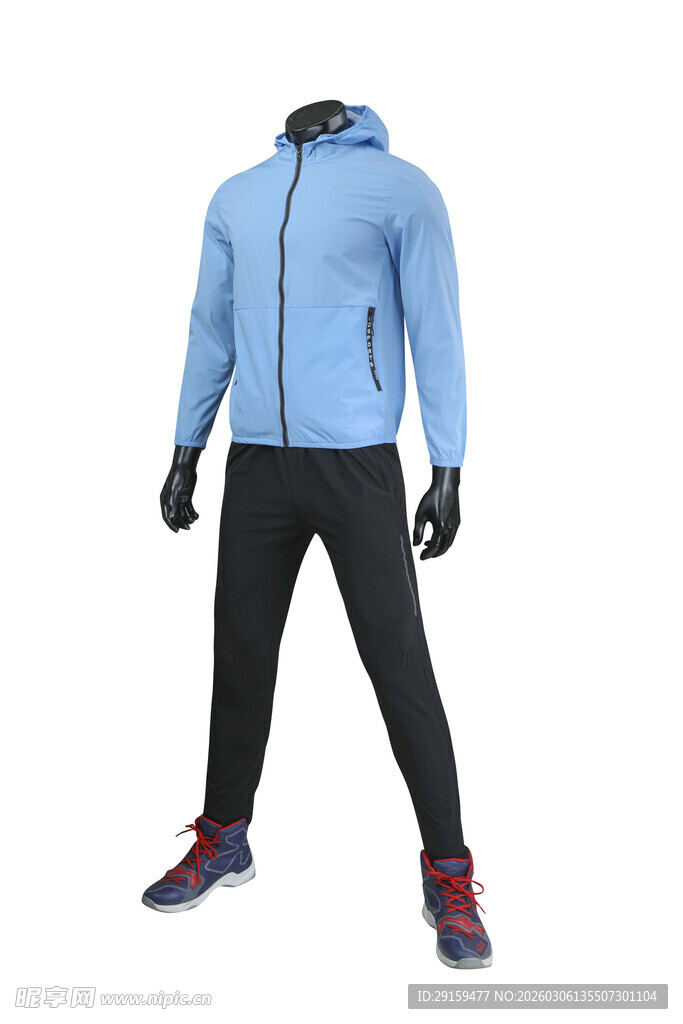 浅蓝色连帽运动套装展示