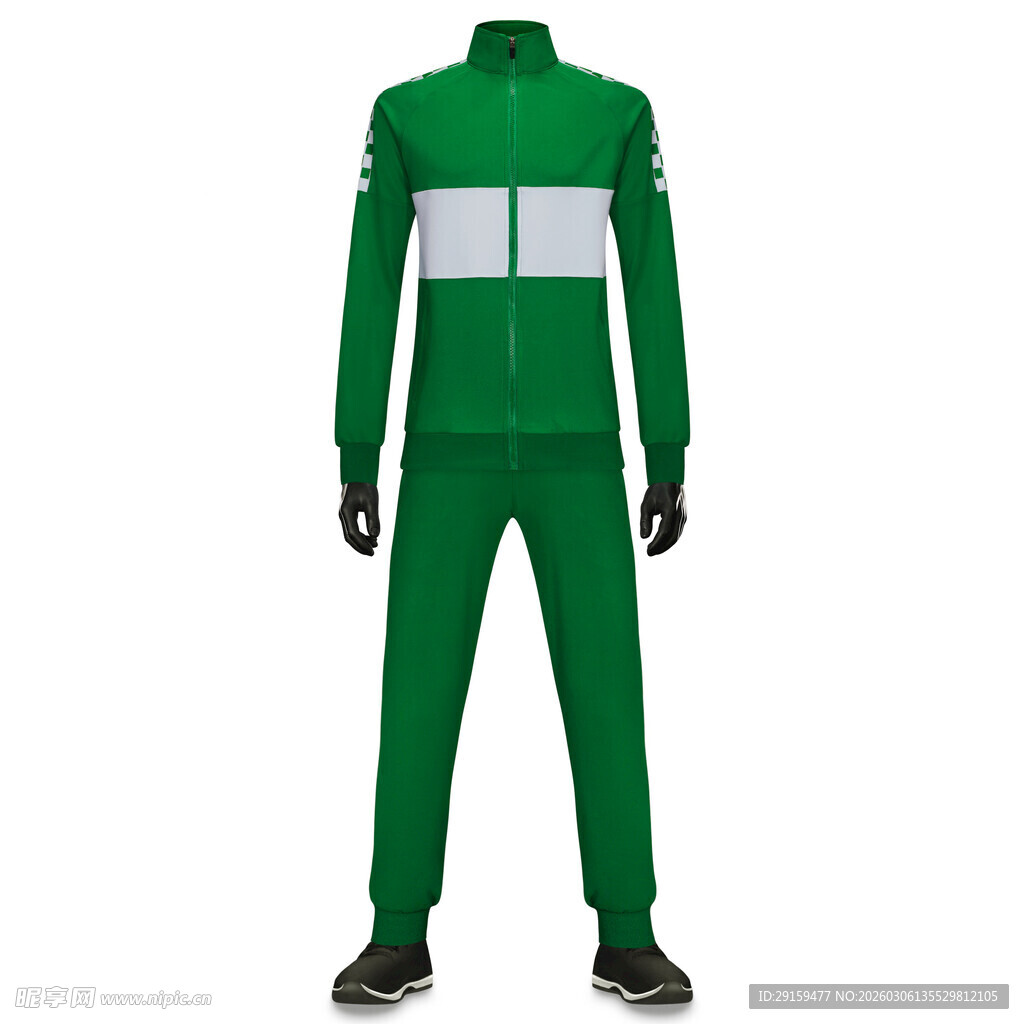 绿色连体运动服背影展示