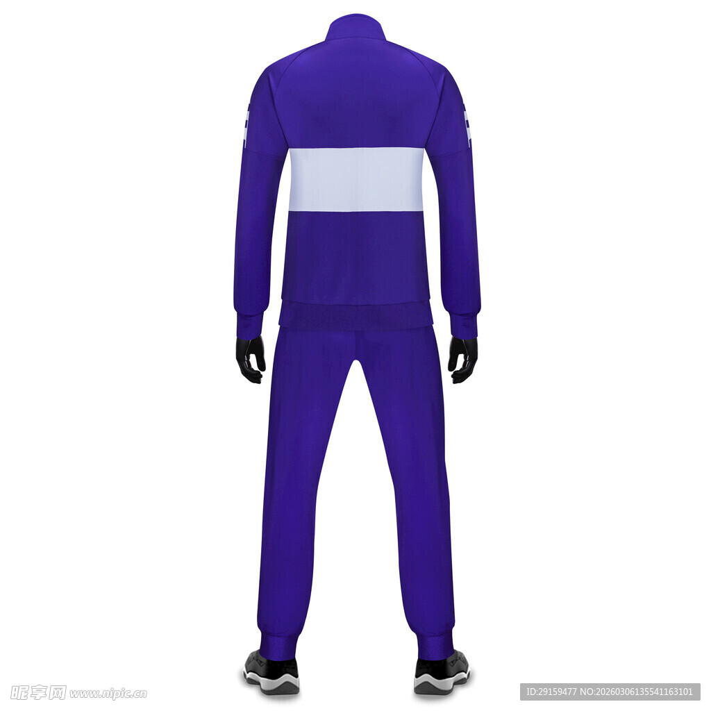 紫色运动套装背面展示