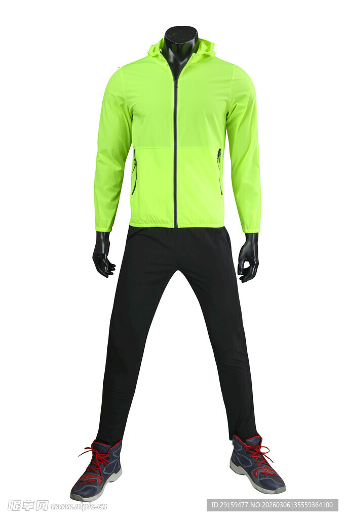 荧光绿运动套装展示