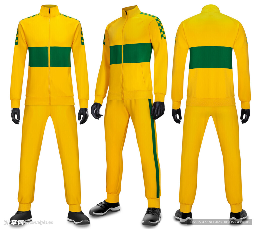 黄色绿纹连体紧身衣展示