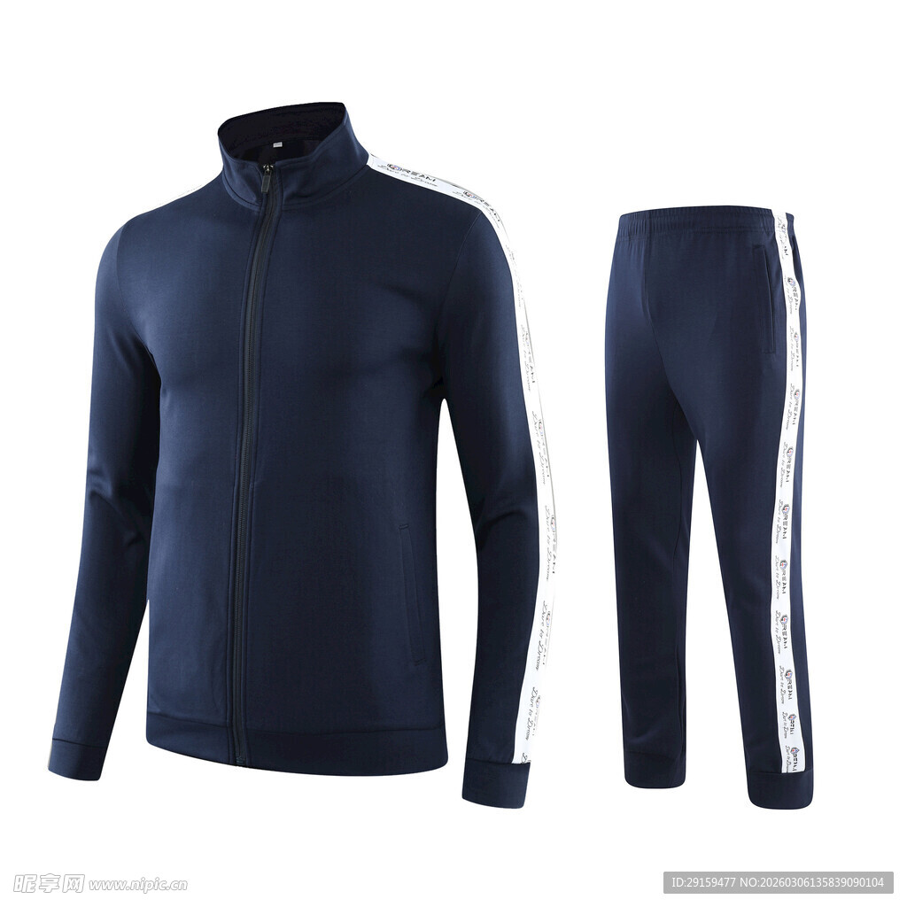 深蓝色运动套装两件套