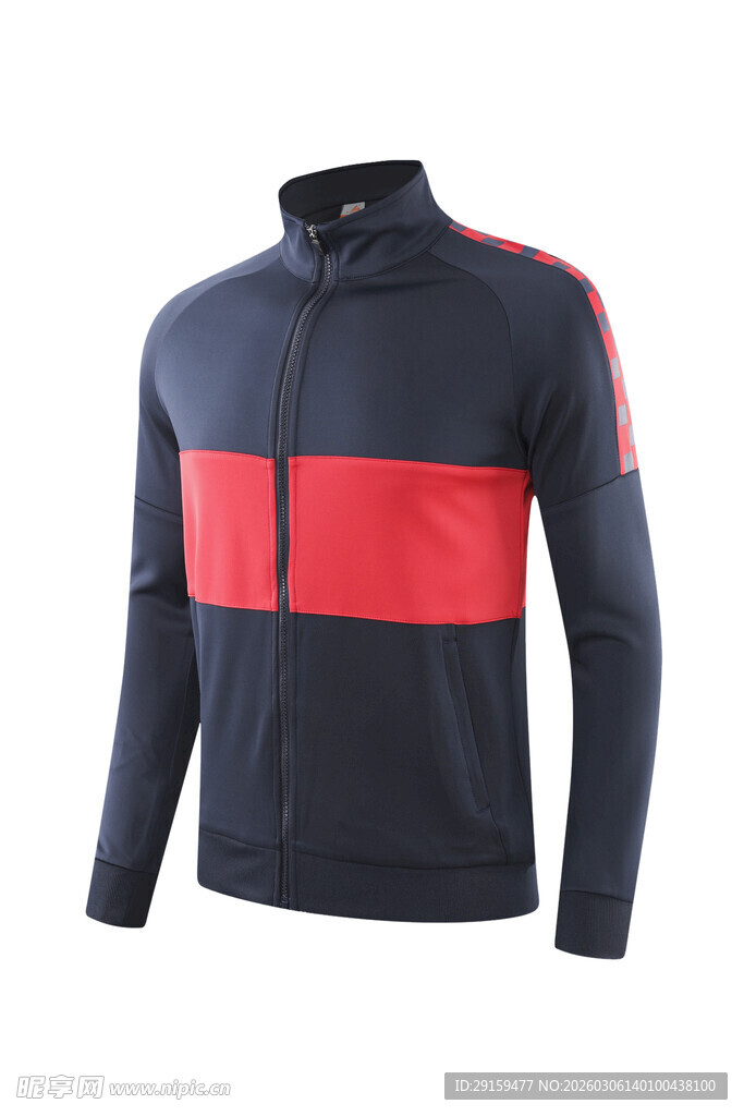 男士拼色立领运动上衣