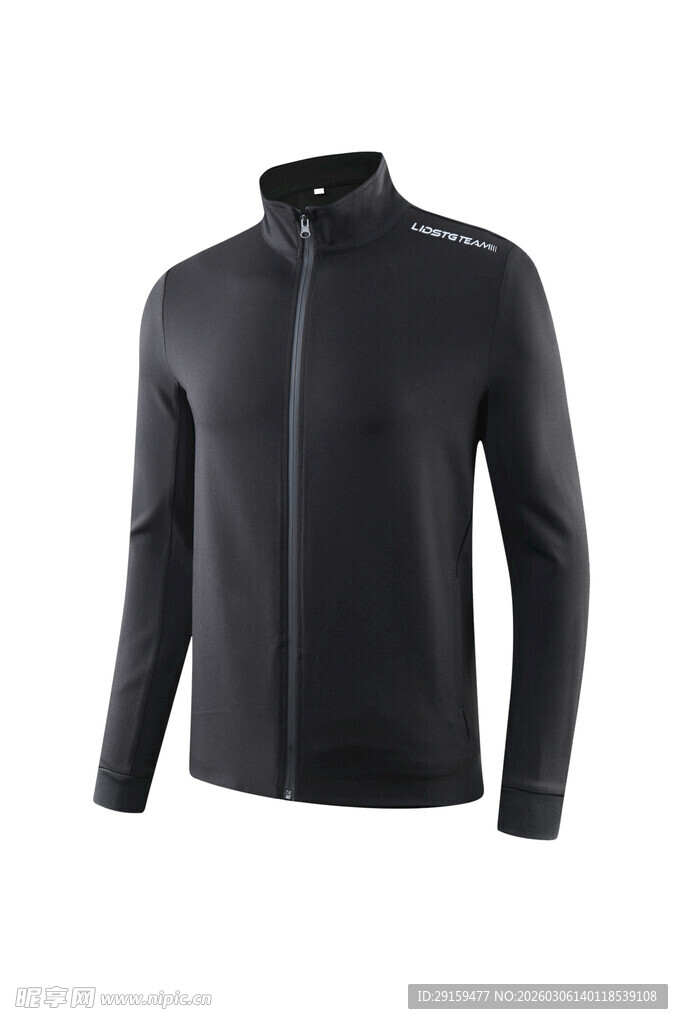 男士黑色立领拉链运动夹克