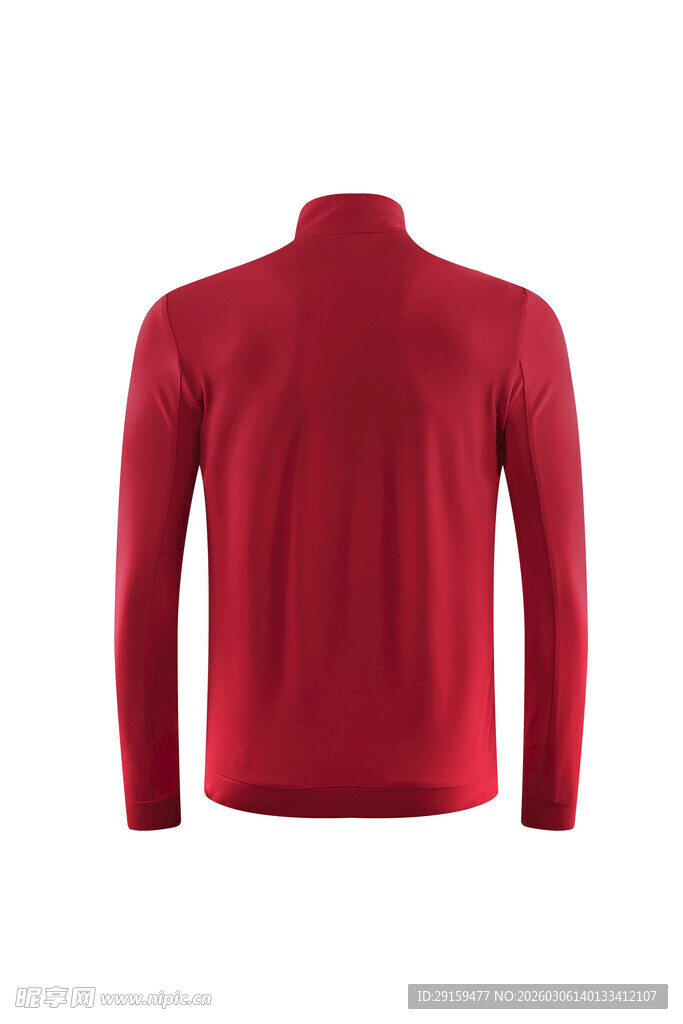 红色立领长袖针织上衣